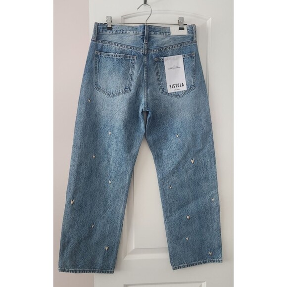NWT Pistola Lexi Heart Jeans Mid Rise Bowed Straight RARE SOLD OUT  Size 28 $228 - Picture 5 of 10